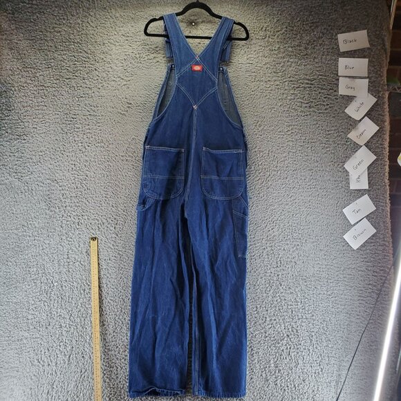Dickies Overalls Mens 36x32 Blue Cotton Denim Adjustable Straps *Read* - Picture 11 of 12